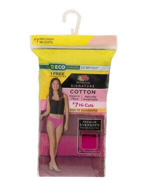 Fruit of the Loom Signature Hi Cut Panties 7 Pack Cotton Women's 2X Size 9